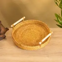 Поднос плетёный 22х22х3 см, ротанг