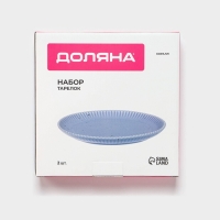 Тарелки Доляна &laquo;Коралл&raquo;, d=20,8 см, набор 2 шт, фарфор, голубые