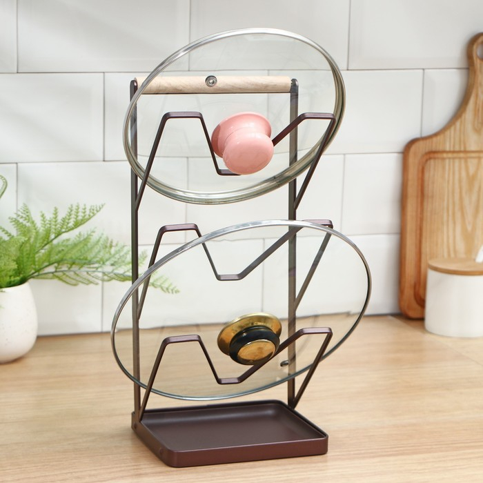Подставка для крышек Доляна &laquo;Лофт&raquo;, 16&times;13&times;33,5 см, цвет коричневый