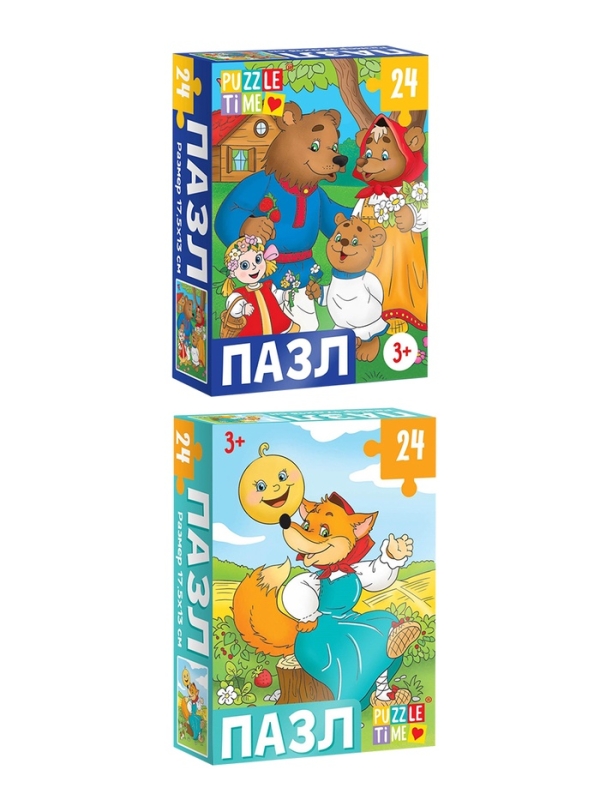 Большой набор пазлов "Любимые сказки и животные", 10 в 1