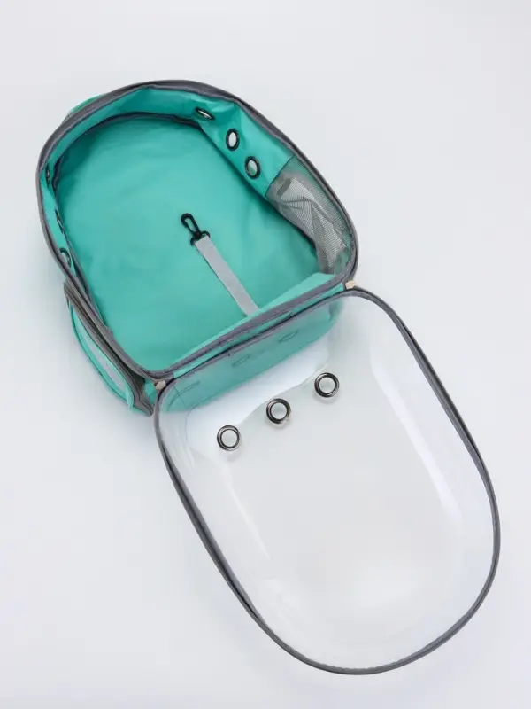 Рюкзак для переноски животных прозрачный, 31 х 28 х 42 см, бирюзовый