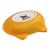 Миска керамическая овальная "Кошачья мордочка" 200 мл  14 х 12 х 3,5 см, жёлтая/белая