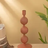 Подсвечник на 1 свечу текстурный "Терракотовый" с 3 сферами 10х10х25 см