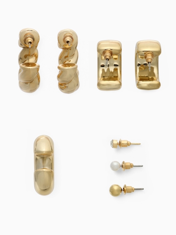 Набор серьги и каффы 8 шт &laquo;Бублик&raquo; переплетение, цвет золото