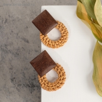 Серьги &laquo;Ваканда&raquo; кольцо в квадрате, цвет бежево-коричневый