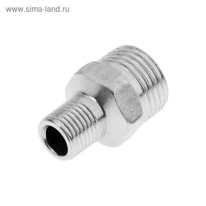 Ниппель переходной ZEIN engr, 1/4" х 1/2", наружная резьба, нержавеющая сталь