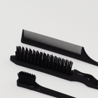 Набор расчесок 3 предмета (щетка, с хвостиком, мини-щетка) пластик черный пакет QF Набор расчесок 3 предмета (щетка, с хвостиком, мини-щетка) пластик черный пакет QF