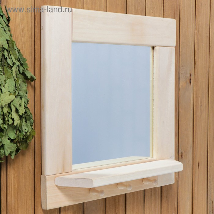 Зеркало квадратное, большое с полкой и 3 крючками, 53&times;53&times;1,6 см