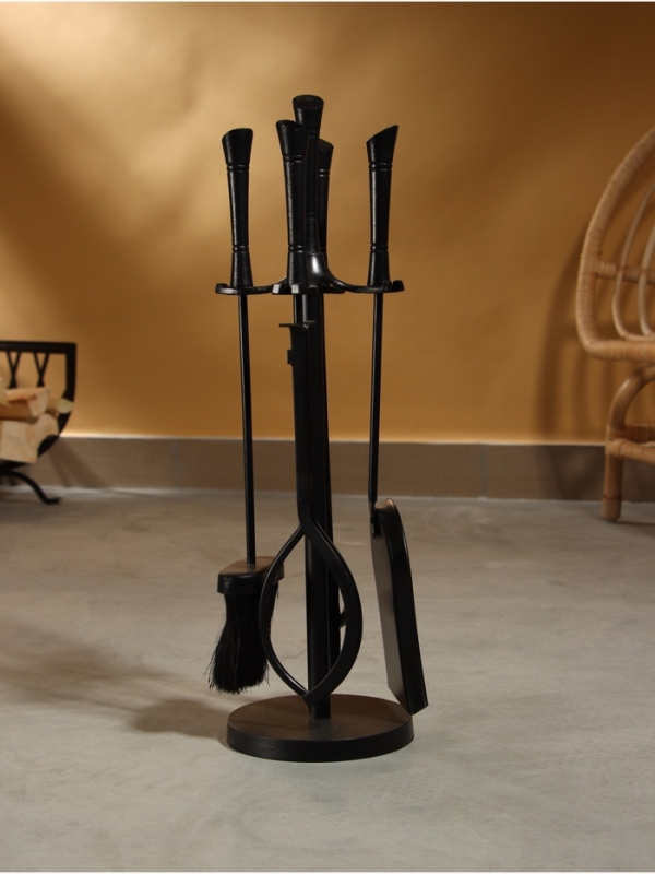 Каминный набор "Уголь" сталь, 4 предмета, 16х16х55 см