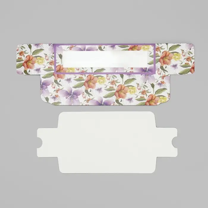Коробка для макарун, кондитерская упаковка &laquo;Ботаника цветы сиреневые&raquo; 18 х 5.5 х 5.5 см