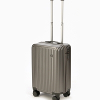 Чемодан 20", PС, 34*22*56, отд на молнии, код замок, 4 колеса, т. серый