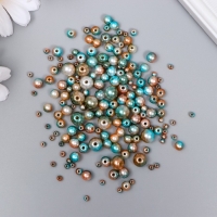Бусины для творчества пластик "Круглые. Градиент. Русалка голубой крем" d=3-8мм, набор 10 гр   74595