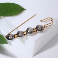 Булавка &laquo;Квартет&raquo; шар №14, 8 см, цвет глянцевый серый в золоте