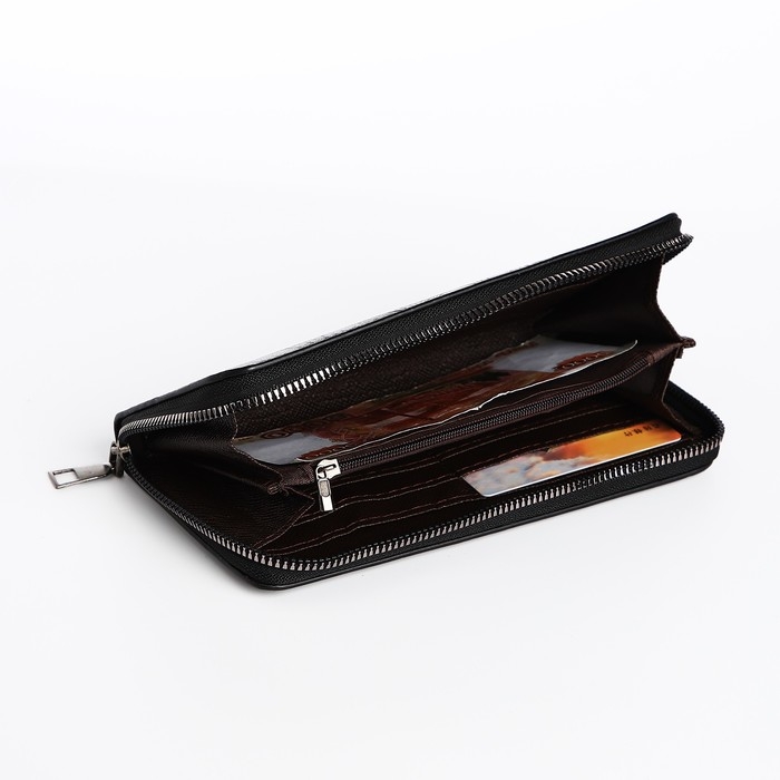 Портмоне мужское на молнии, отдел для купюр, для карт, для монет, цвет чёрный Портмоне мужское на молнии, отдел для купюр, для карт, для монет, цвет чёрный