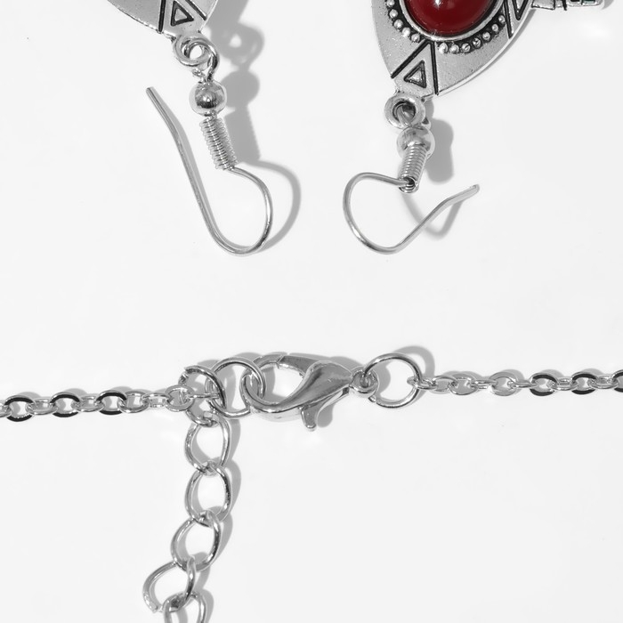 Набор 2 предмета: серьги, колье &laquo;Индия&raquo; флора и фауна, цветной в чернёном серебре, 32 см