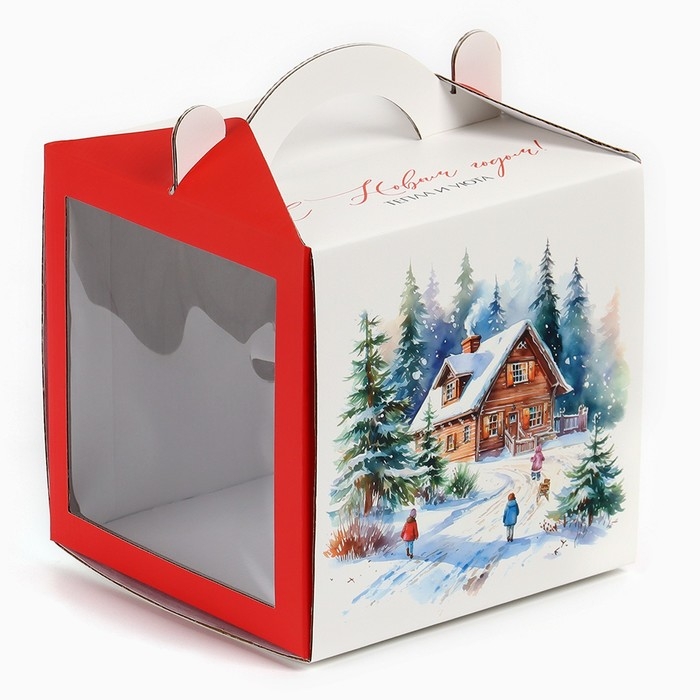 Коробка кондитерская с окном, сундук, &laquo;Тепла и уюта&raquo;, 20 х 20 х 20 см, Новый год
