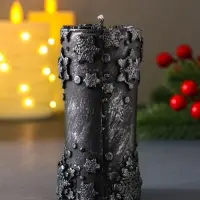 Свеча столбик "С Новым годом" 55*105 мм темно-синяя