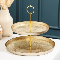 Блюдо 2-х ярусное &laquo;Кувшинка&raquo;, d=21/28 см, цвет золотой