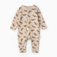 Комбинезон детский (3 шт.), цвет бежевый/зелёный/белый, рост 74 см