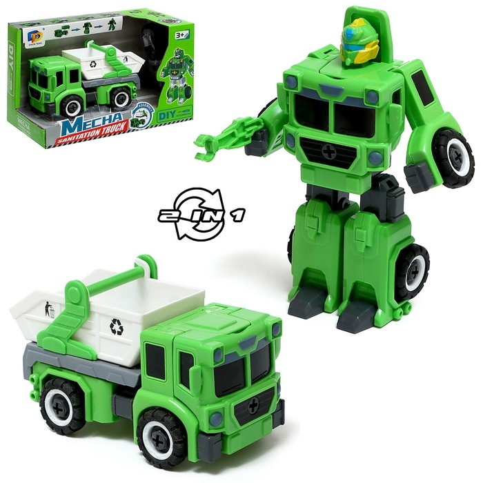 Конструктор винтовой &laquo;Мусоровоз&raquo;, 2 в 1 робот-машина