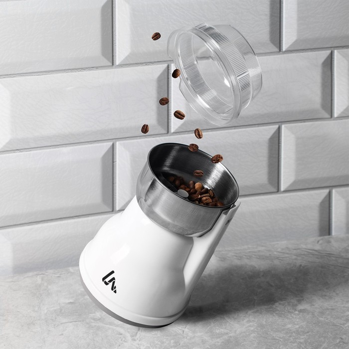 Кофемолка электрическая Luazon LMR-05, 160 Вт, 50 г, белая Кофемолка электрическая Luazon LMR-05, 160 Вт, 50 г, белая