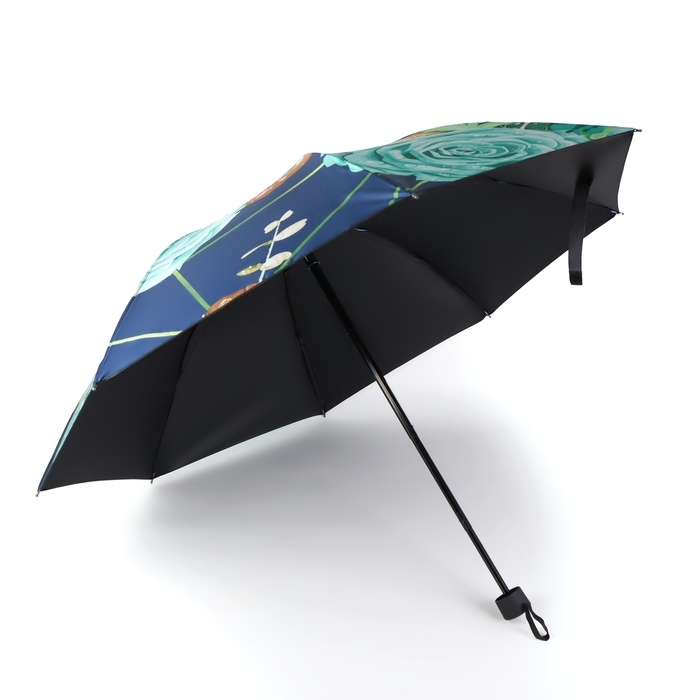 Зонт механический &laquo;Розы&raquo;, эпонж, 4 сложения, 8 спиц, R = 48/55 см, D = 110 см, цвет МИКС