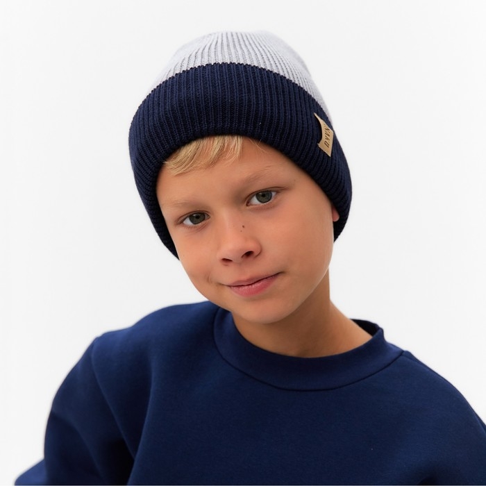 Шапка детская MINAKU р-р 50-52, цвет серый/синий Шапка детская MINAKU р-р 50-52, цвет серый/синий