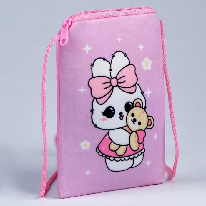 Сумка детская плюшевая Сумка детская плюшевая "Зайчонок с мишкой" плоская