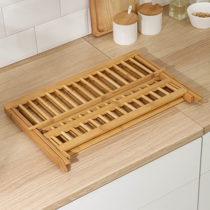 Сушилка для посуды Доляна &laquo;Бамбуковый лес&raquo;, 2 яруса, 47&times;30 см, бамбук