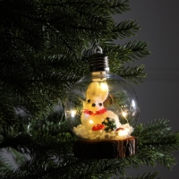 Ёлочный шар &laquo;Зайка&raquo;, батарейки, 1 LED, свечение тёплое белое