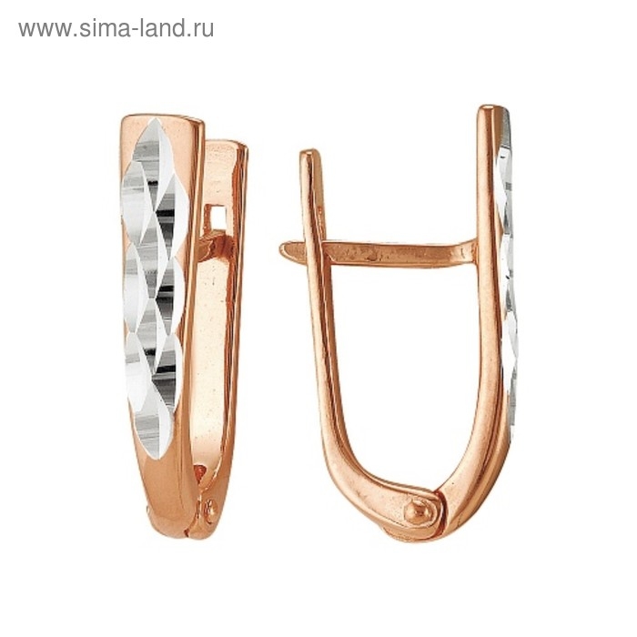 Серьги &laquo;Треугольник&raquo; с алмазной резкой, розовое золочение