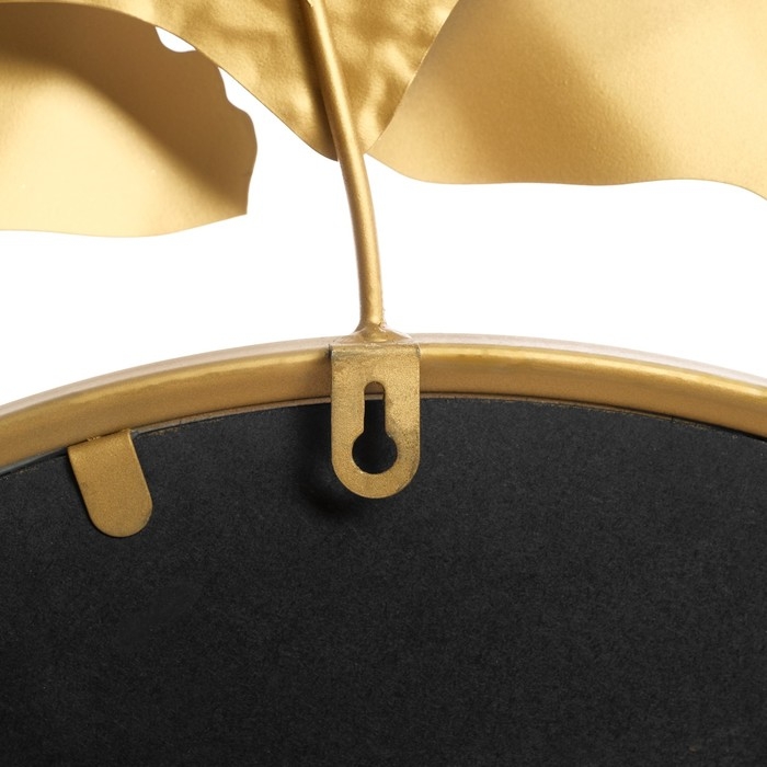 Декор настенный металл с зеркалом "Цветок из веерных листьев" серо-золотой 98,4х98,4х6,4 см   104238