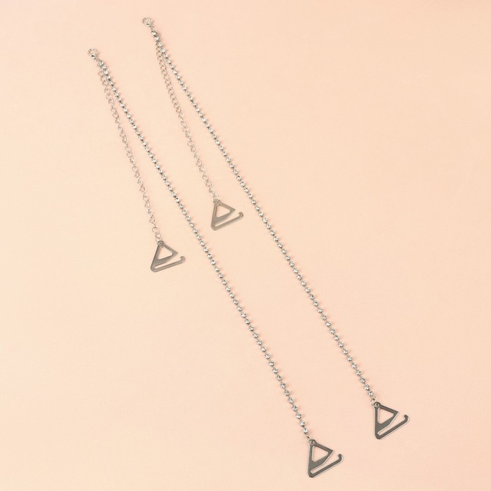 Бретели декоративные со стразами, фурнитура металл, 3 мм, 45 см, пара, цвет серебряный Бретели декоративные со стразами, фурнитура металл, 3 мм, 45 см, пара, цвет серебряный