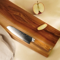 Нож кухонный SL Home &laquo;Оливия&raquo;, сантоку, лезвие 17,78 см, дамасская сталь, цвет коричневый