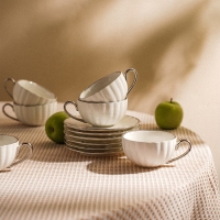 Чайный сервиз SL Home &laquo;Гарда&raquo;, 12 предметов: 6 чашек 200 мл, 6 блюдец d=15 см, цвет белый