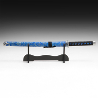 Сувенирное оружие &laquo;Катана на подставке&raquo;, синие  ножны с цветочным узором, 70 см