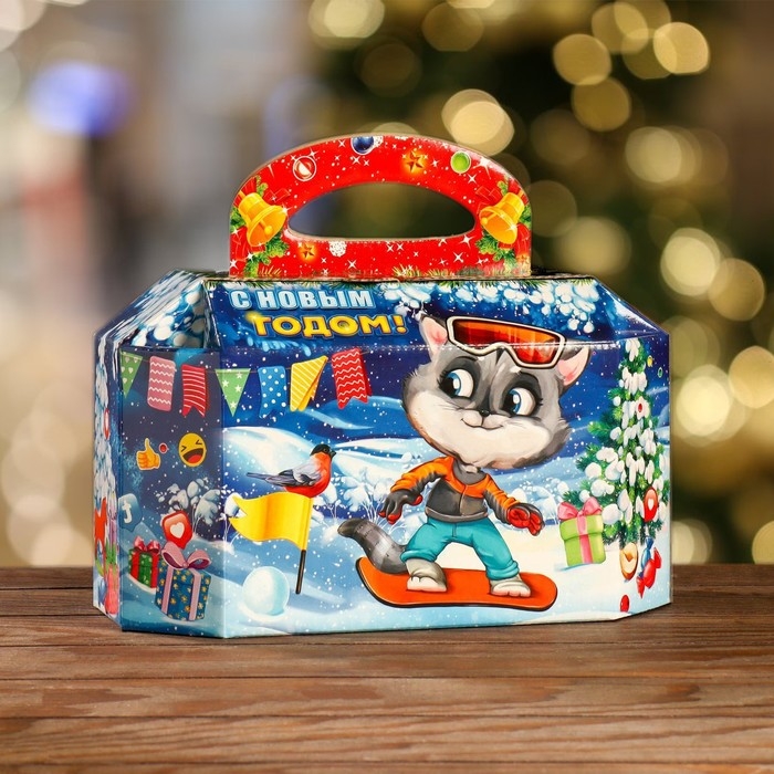 Новый год. Подарочная коробка "Подарки для котят", 16,5 х 29 х 17 см.