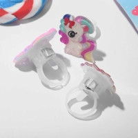 Набор детских колец &laquo;Выбражулька&raquo; светящийся, трафарет единорог, 3 шт., форма МИКС, цветной