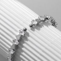 Браслет со стразами &laquo;Сердце&raquo; лёд, 1 ряд, цвет белый в серебре