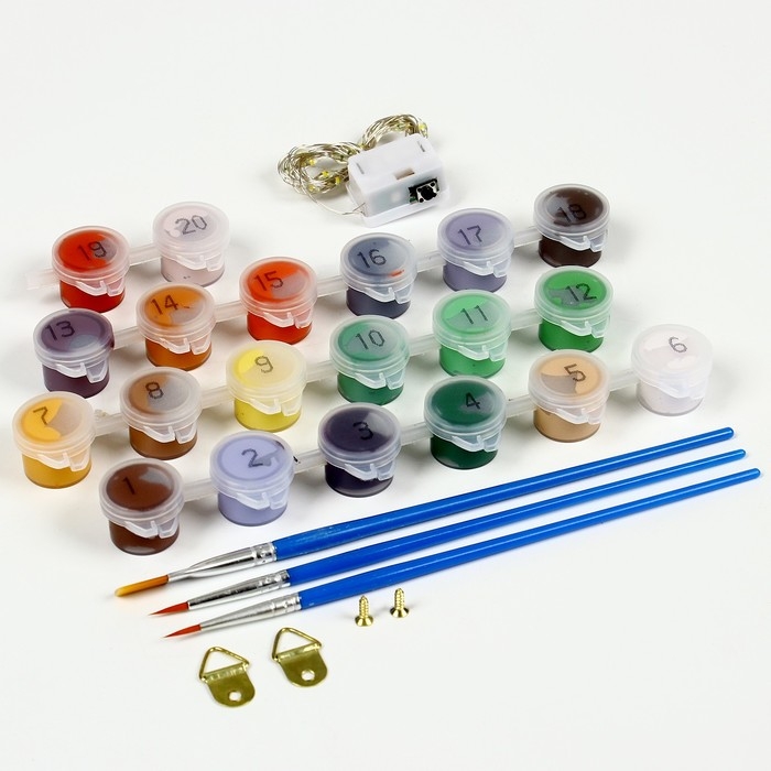 Новогодняя картина по номерам с подрамником и гирляндой &laquo;Новый год! Настоящая сказка&raquo;, 30 х 40 см