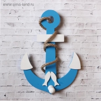 Вешалка "Якорь с рыбкой" голубой 28х20х6см Вешалка "Якорь с рыбкой" голубой 28х20х6см