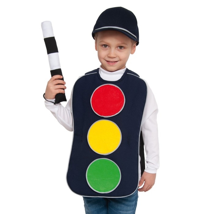Карнавальный костюм &laquo;Светофор&raquo;, рост 116&ndash;122 см: фартук, кепка, жезл