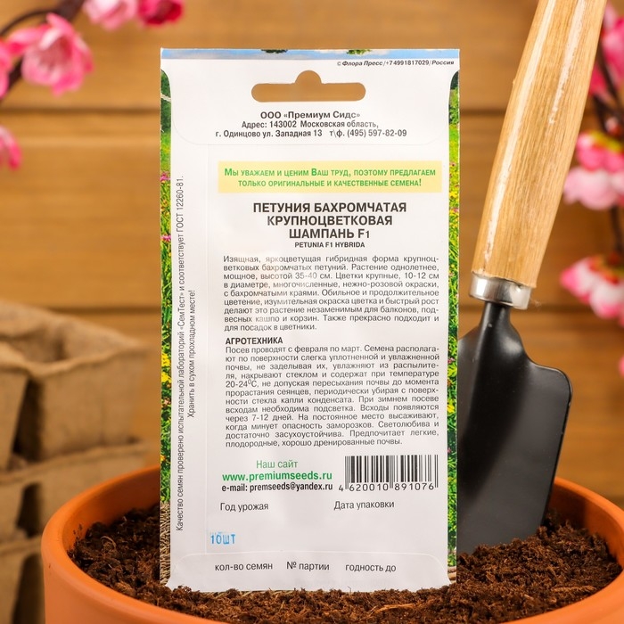Семена цветов Петуния бахромчатая, крупноцветковая "Шампань" F1