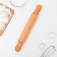 Скалка деревянная Доляна, 40&times;6 см, фигурные ручки