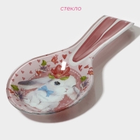 Подставка стеклянная под ложку Доляна &laquo;Цветочный зайка&raquo;, 27&times;12,5&times;2 см