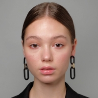 Серьги висячие &laquo;Цепь&raquo; овалы, 3 звена, цвет золотисто-чёрный, 7 см