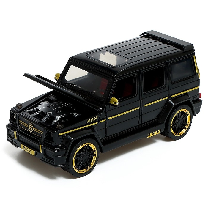 Машина металлическая, инерционная, 1:24, открываются двери, капот, багажник, цвет чёрный