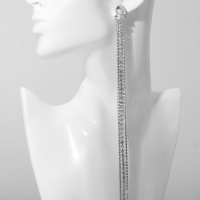 Серьги висячие со стразами «Водопад» овал 3 нити, цвет белый в серебре, 32 см Серьги висячие со стразами «Водопад» овал 3 нити, цвет белый в серебре, 32 см