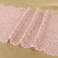 Кружевная эластичная ткань, 190 мм &times; 2,7 &plusmn; 0,5 м, цвет пудровый
