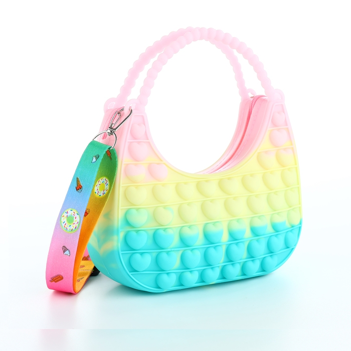 Сумка детская для девочки на молнии &laquo;Выбражулька&raquo;, pop it, цвет розовый/жёлтый/бирюзовый